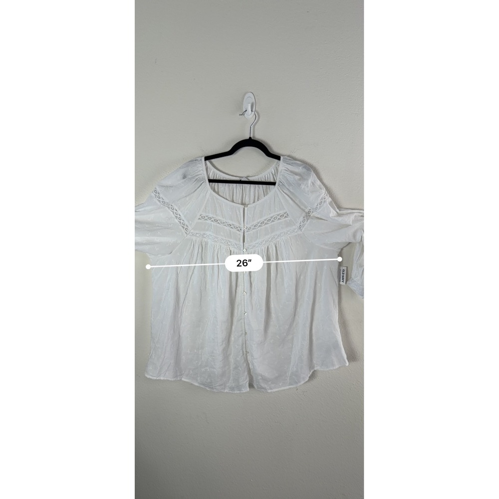 NEW Old Navy Womens Plus 4X White Embroidered Peasant Blouse Eyelet Boho Top - Picture 6 of 12